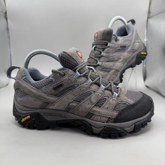Merrell Shoes - Merrell Moab 2 Hiking Shoes Womens Size 6.5 Gray Suede Mesh Vibram Trail J06026